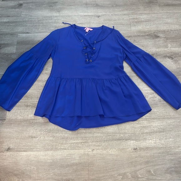 Lilly Pulitzer Brilliant Blue Milan Blouse Size X Small - Picture 1 of 7